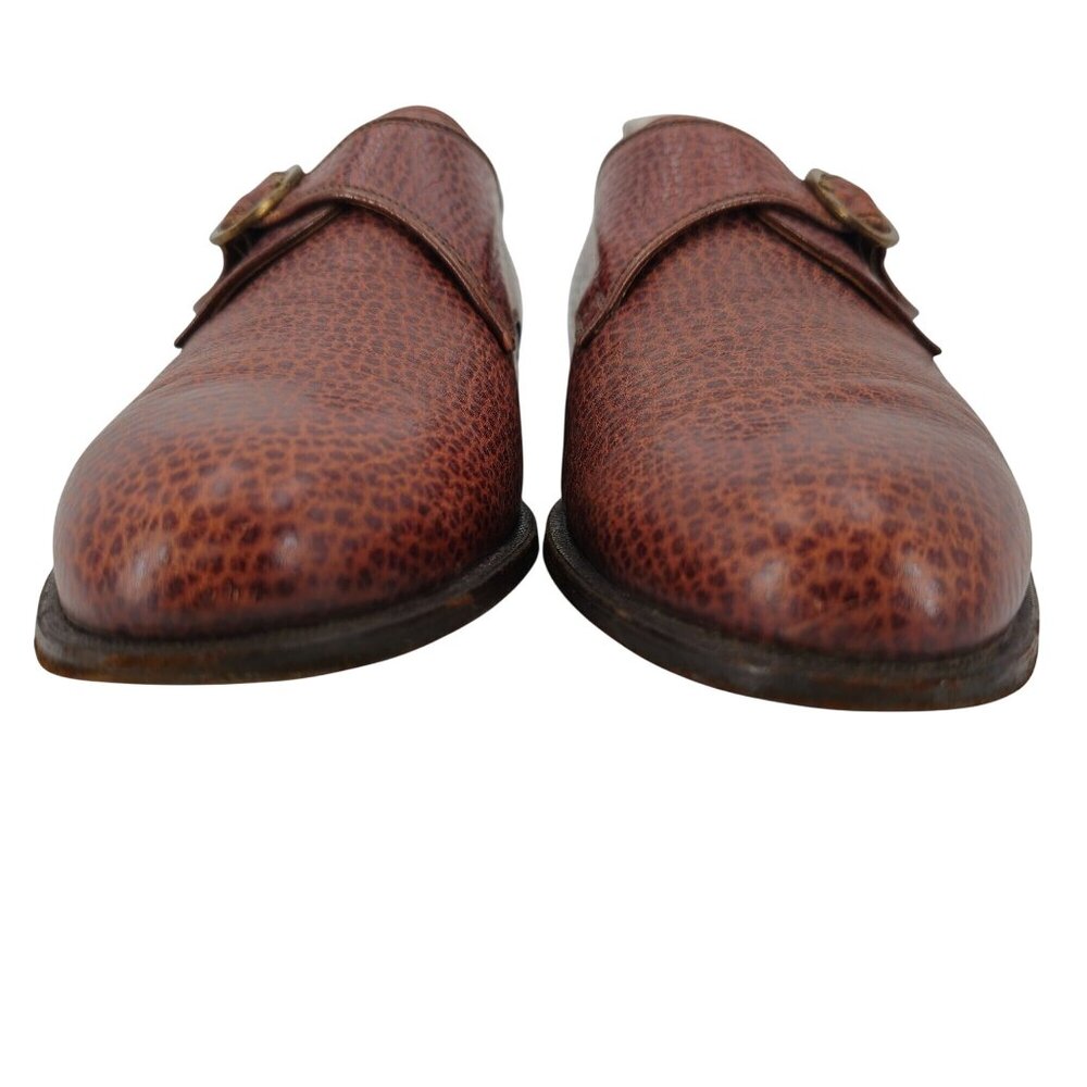 Principe Di Bologna Italy Vintage Mens 12 Brown Pebble Grain Monk Dress Shoes 45 - Picture 3 of 10